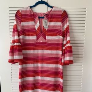 Trina Turk 3/4 sleeve red stripe day dress